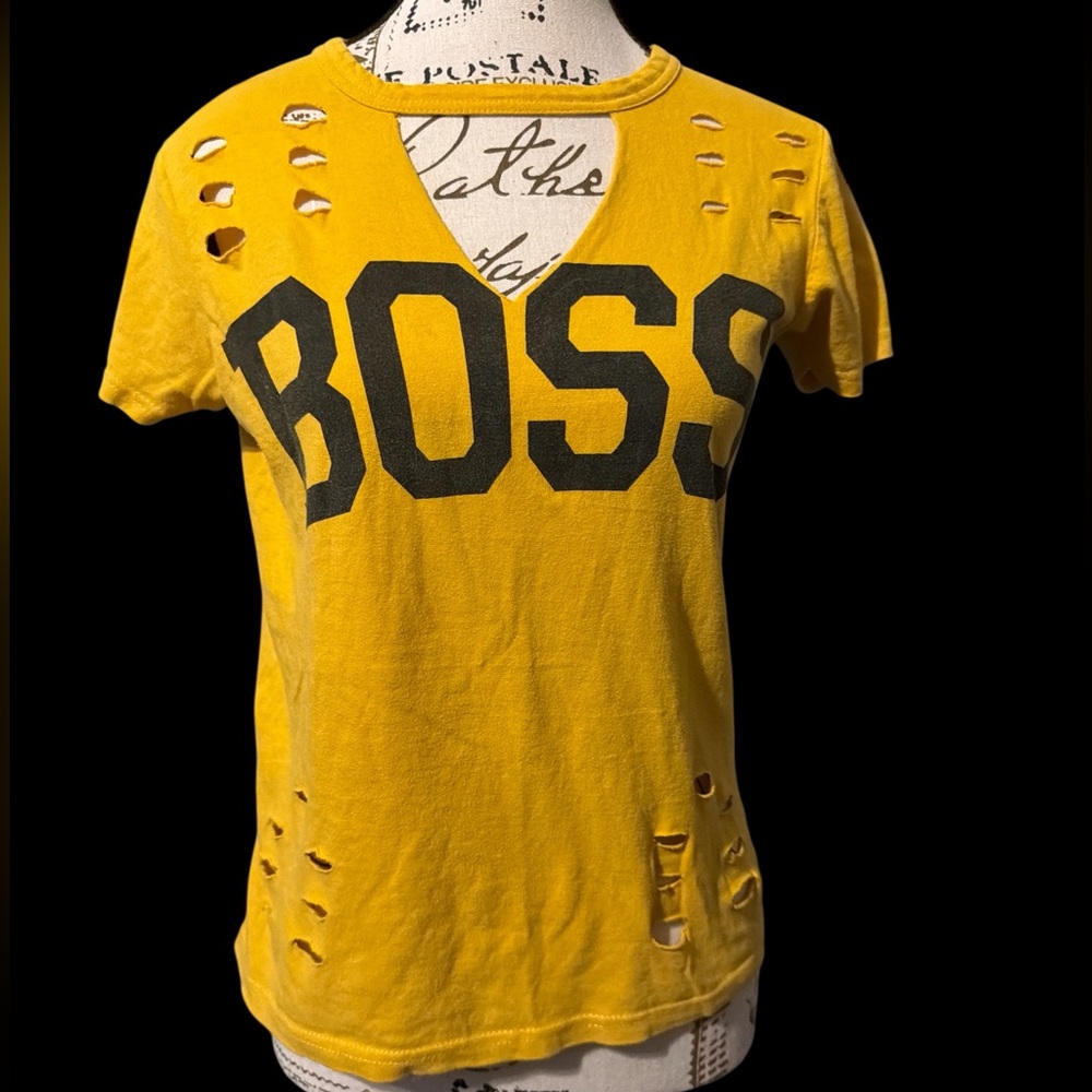 On Fire Yellow Distressed Women's Tee